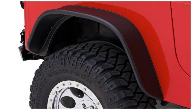 Bushwacker 87-95 Jeep Wrangler Flat Style Flares 2pc Excludes Renegade - Black - Mammoth Racing -