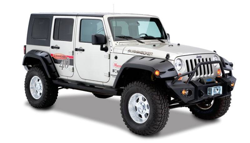 Bushwacker 07-18 Jeep Wrangler Unlimited Max Pocket Style Flares 2pc Extended Coverage - Black - Mammoth Racing -