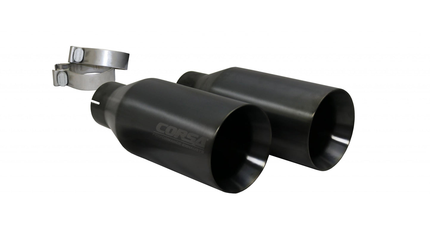 14051BPC Corsa Two Single 5 Inch Matte Black Pro-Series Tips Clamps Included Stainless Steel Corsa Performance - Mammoth Racing -COR14051BPC
