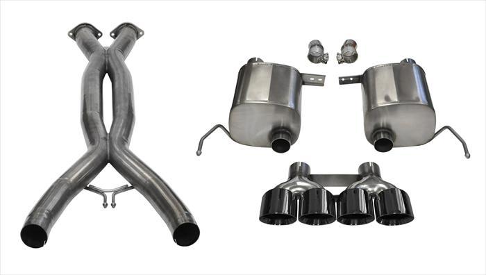 Corsa 14762CBBLK 2.75 Inch Valve-Back Xtreme Plus Exhaust w/X-Pipe Dual Rear Exit Quad 4.5 Inch Black Tips - Mammoth Racing -COR14762CBBLK