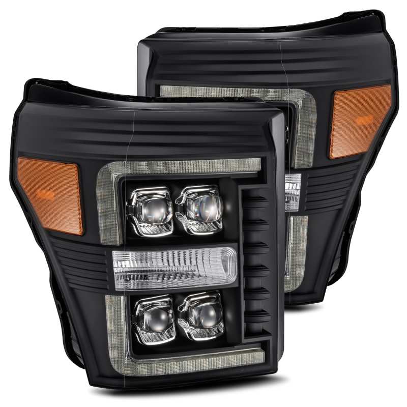 AlphaRex 11-16 Ford F-350 SD NOVA LED Projector Headlights Plank Style Blk w/Activ Light/Seq Signal - My Store