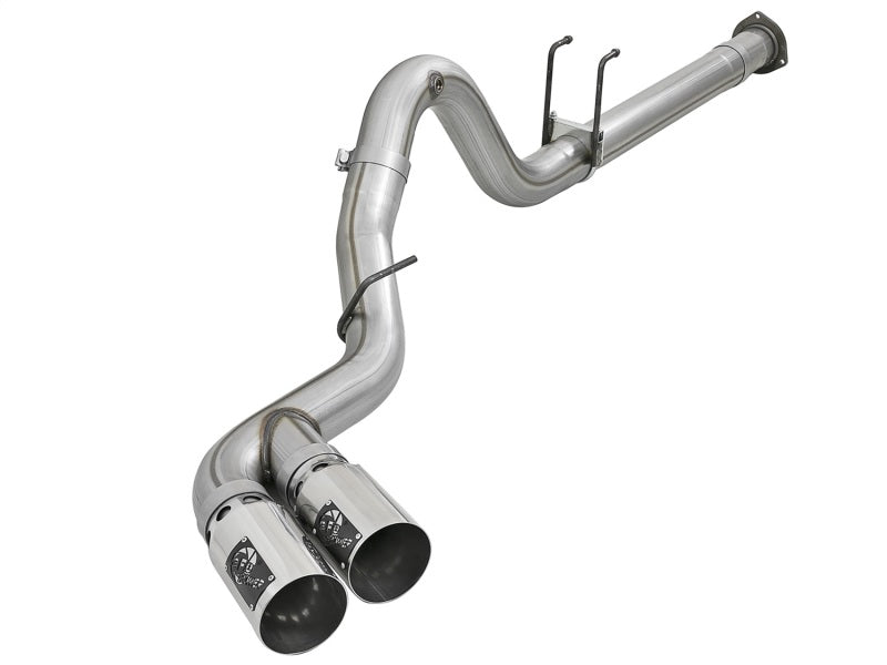 aFe Rebel XD 4in SS Down-Pipe Back Exhaust w/Dual Polished Tips 17-18 Ford Diesel Trucks V8-6.7L(td) - Mammoth Racing -
