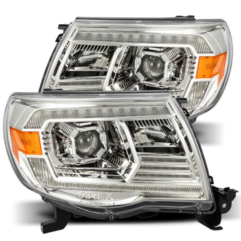 AlphaRex 05-11 Toyota Tacoma PRO-Series Projector Headlights Plank Style Design Chrome w/DRL - Mammoth Racing -