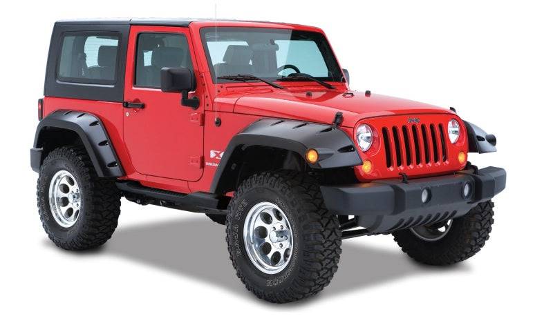 Bushwacker 07-18 Jeep Wrangler Max Pocket Style Flares 2pc Extended Coverage - Black - Mammoth Racing -