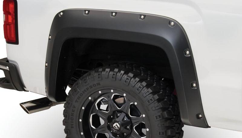 Bushwacker 14-18 GMC Sierra 1500 Pocket Style Flares 2pc 69.3/78.8/97.8in Bed - Black - Mammoth Racing -