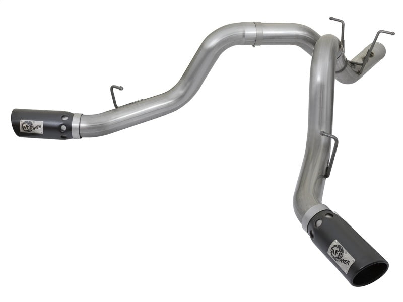 aFe LARGE BORE-HD 4in 409-SS DPF-Back Exhaust w/Dual Black Tips 2017 GM Duramax V8-6.6L (td) L5P - Mammoth Racing -