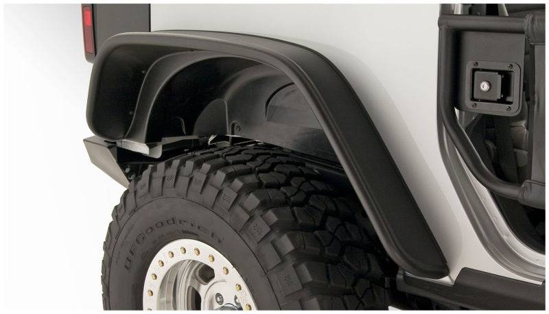 Bushwacker 07-18 Jeep Wrangler Flat Style Flares 2pc Fits 2-Door Sport Utility Only - Black - Mammoth Racing -
