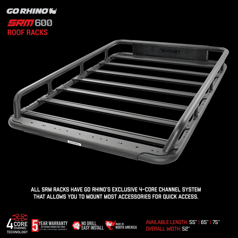 Go Rhino SRM 600 Basket Style Roof Rack 55in. - Tex. Blk - Mammoth Racing -