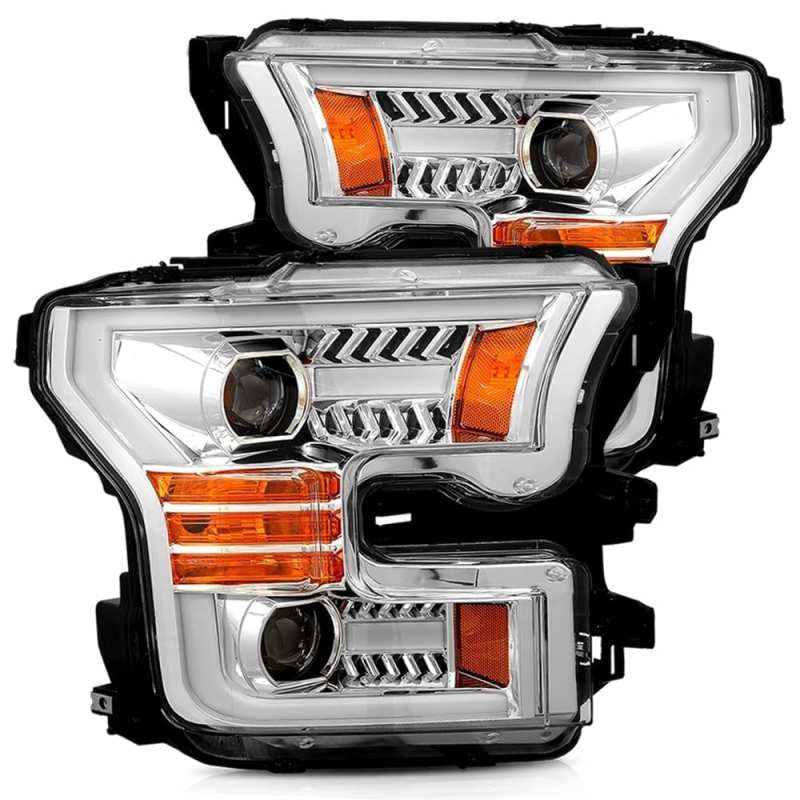 AlphaRex 15-17 Ford F-150 PRO-Series Projector Headlights Plank Style Chrm w/Activ Light/Seq Signal - Mammoth Racing -
