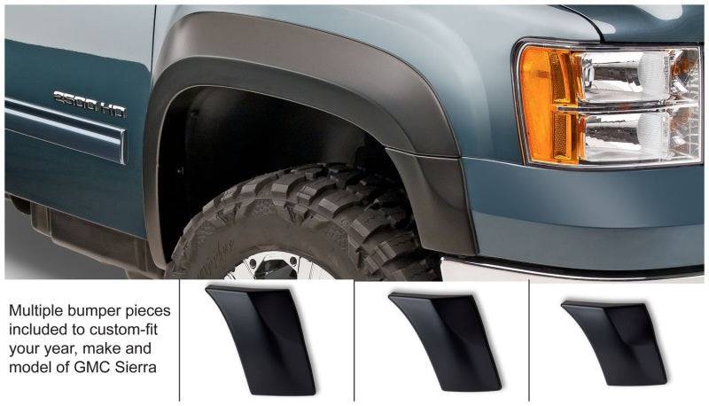 Bushwacker 07-14 GMC Sierra 2500 HD Extend-A-Fender Style Flares 2pc - Black - Mammoth Racing -