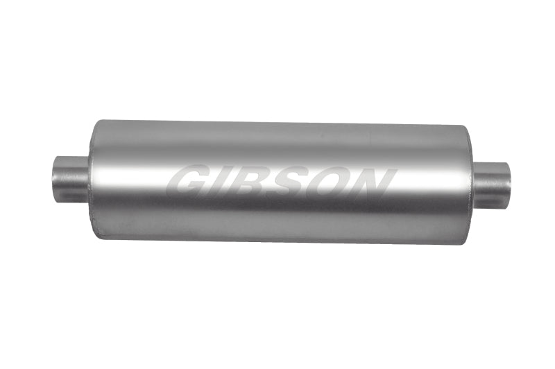 Gibson SFT Superflow Center/Center Round Muffler - 8x24in/2.5in Inlet/3in Outlet - Stainless - Mammoth Racing -