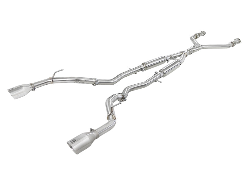 aFe Takeda 2.5in 304 SS Cat-Back Exhaust System w/ Polished Tips 16-18 Infiniti Q50 V6-3.0L (tt) - Mammoth Racing -