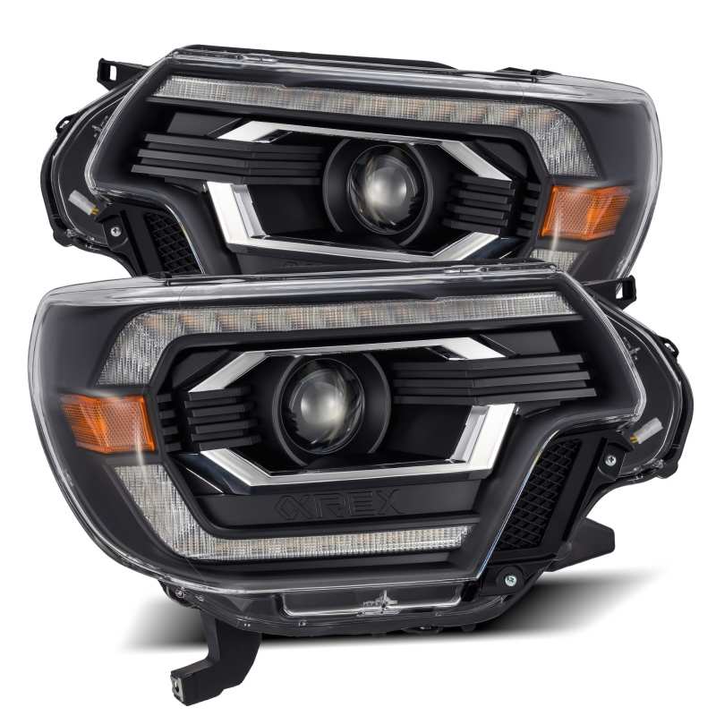 AlphaRex 12-15 Toyota Tacoma PRO-Series Projector Headlights Plank Style Black w/DRL - My Store