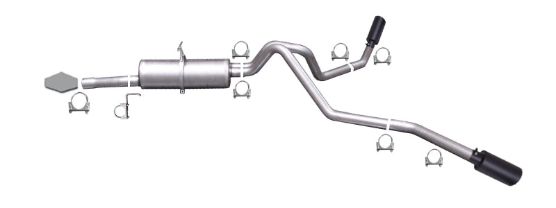Gibson 99-04 Ford F-250 Super Duty Lariat 6.8l 2.5in Cat-Back Dual Extreme Exhaust - Black Elite - Mammoth Racing -