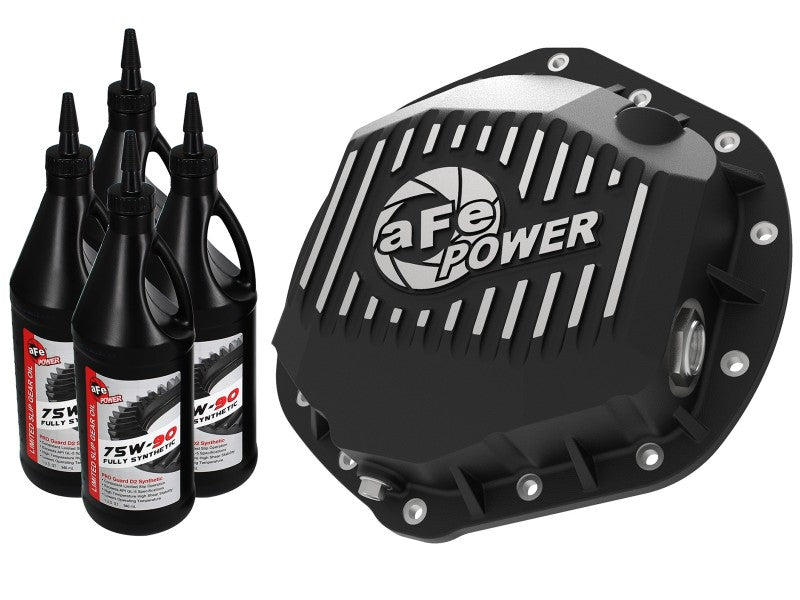 aFe Pro Series Rear Diff Cover Black w/ Machined Fins & Gear Oil 01-18 GM Diesel Trucks V8-6.6L (td) - Mammoth Racing -