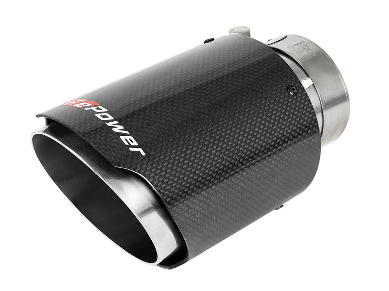 aFe MACH Force-Xp 409 SS Clamp-On Exhaust Tip 2.5in. Inlet / 4in. Outlet / 7in. L - Carbon - Mammoth Racing -