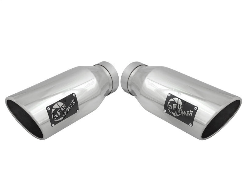 aFe MACH Force-XP 304 SS Single Wall Polished Exhaust Tip Pair 4in Inlet x 6in Outlet x 15in L - Mammoth Racing -