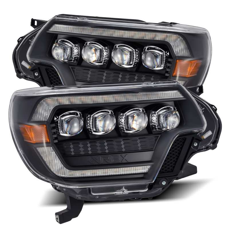 AlphaRex 12-15 Toyota Tacoma NOVA LED Proj Headlights Plank Style Black w/Activ Light/Seq Signal/DRL - Mammoth Racing -