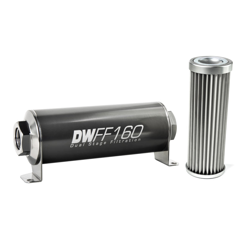 DeatschWerks Stainless Steel 5 Micron Universal Inline Fuel Filter Housing Kit (160mm) - Mammoth Racing -