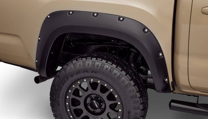 Bushwacker 16-18 Toyota Tacoma Pocket Style Flares 2pc 60.5/73.7in Bed - Black - Mammoth Racing -