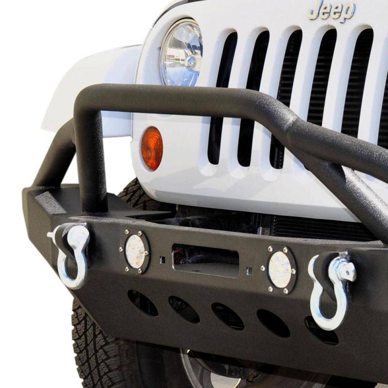 DV8 Offroad 07-18 Jeep Wrangler JK/JL FS-8 Mid Length Steel Front Bumper w/ LED Lights - Mammoth Racing -