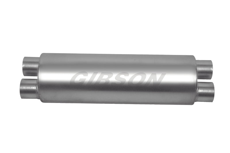 Gibson SFT Superflow Dual/Dual Round Muffler - 8x24in/3in Inlet/2.5in Outlet - Stainless - Mammoth Racing -