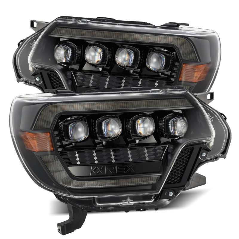 AlphaRex 12-15 Toyota Tacoma NOVA LED Proj Headlights Plank Alpha Blk w/Activ Light/Seq Signal/DRL - Mammoth Racing -