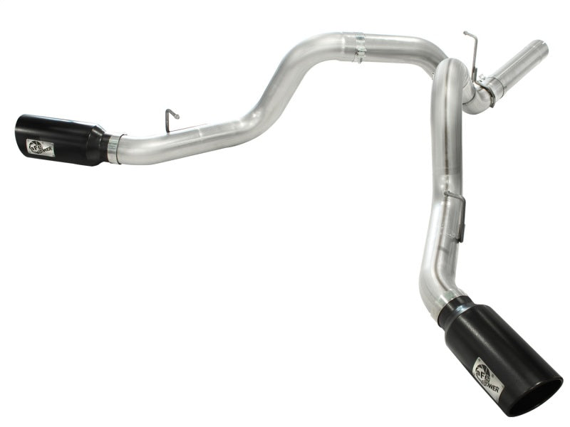 aFe MachForce XP Exhaust 4inch DP-Back All SS 2011-14 GM Diesel Trucks V8-6.6L LML Black Tips - Mammoth Racing -