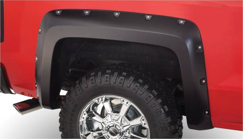Bushwacker 14-18 Chevy Silverado 1500 Fleetside Pocket Style Flares 2pc 69.3in Bed - Black - Mammoth Racing -