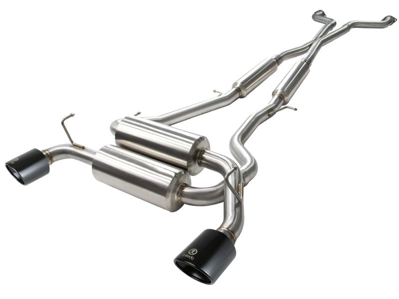 aFe Takeda 2-1/2 in 304 SS Cat-Back Exhaust System Infiniti G37 08-13/Q60 14-15 V6-3.7 w/ Black Tips - Mammoth Racing -