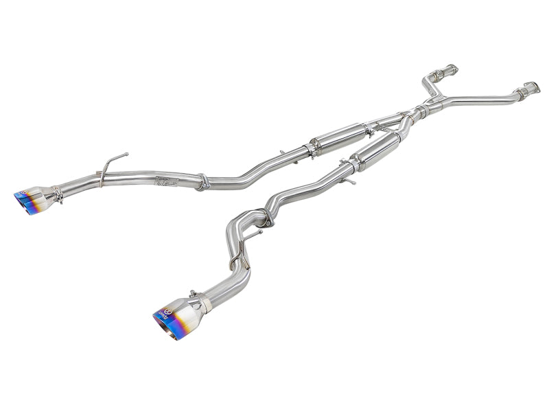 aFe POWER Takeda 2.5in 304 SS CB Exhaust w/ Blue Flame Tips 17-19 Infiniti Q60 V6-3.0L (tt) - Mammoth Racing -