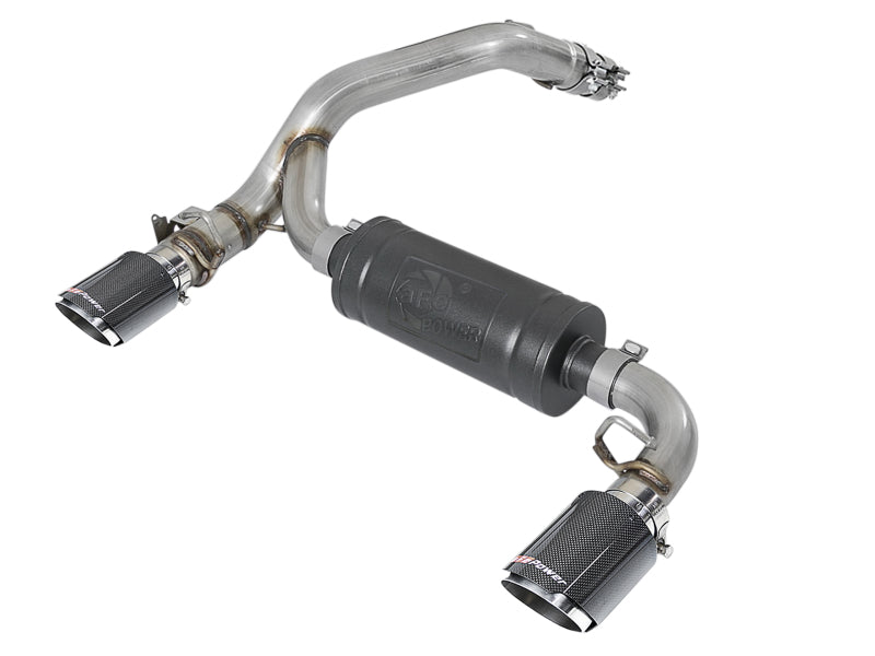 aFe Takeda 3in 304 SS Axle-Back Exhaust System w/ Carbon Fiber Tips 16-18 Ford Focus RS I4-2.3L (t) - Mammoth Racing -