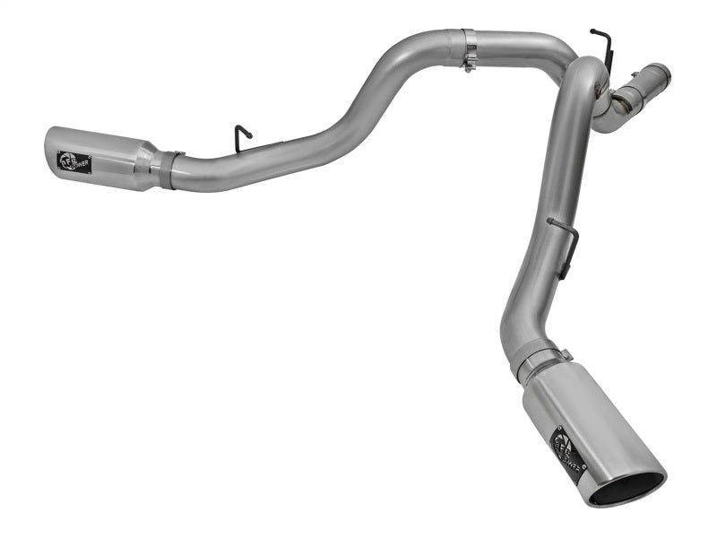 aFe LARGE Bore HD 4in Dual DPF-Back SS Exhaust w/Polished Tip 16-17 GM Diesel Truck V8-6.6L (td) LML - Mammoth Racing -