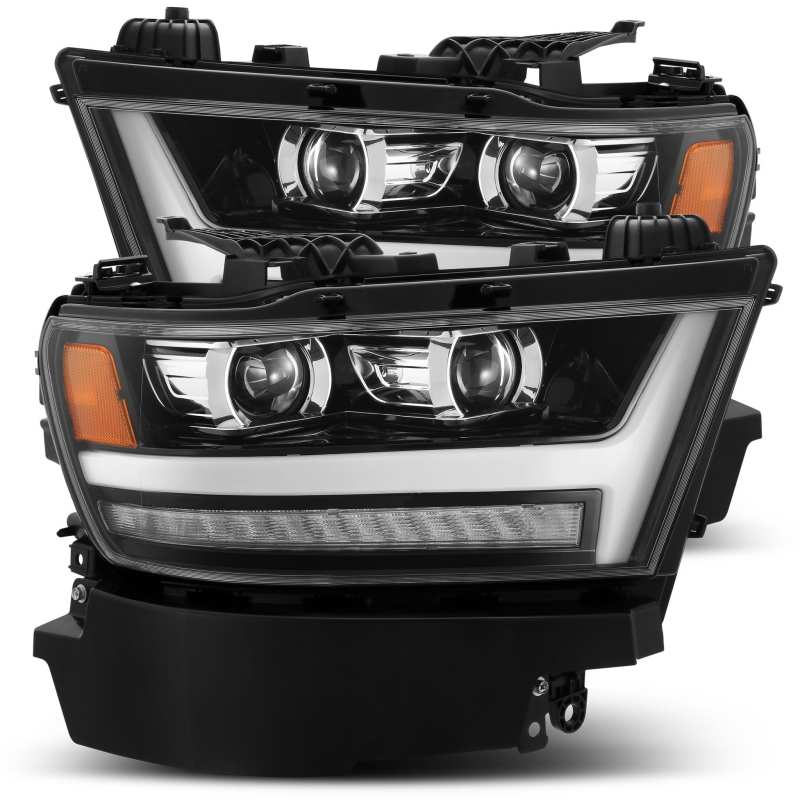 AlphaRex 19-20 Dodge Ram 1500 LUXX LED Proj Headlights Plank Jet Blk w/Activ Light/Seq Signal/DRL - My Store