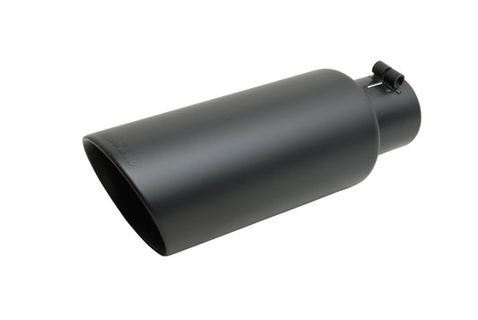 Gibson Round Dual Wall Angle-Cut Tip - 4in OD/2.5in Inlet/8in Length - Black Ceramic - Mammoth Racing -