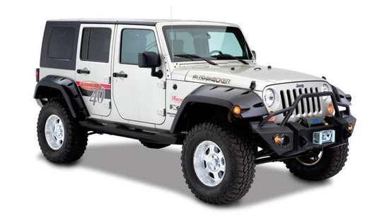 Bushwacker 07-18 Jeep Wrangler Unlimited Max Pocket Style Flares 2pc Extended Coverage - Black - Mammoth Racing -