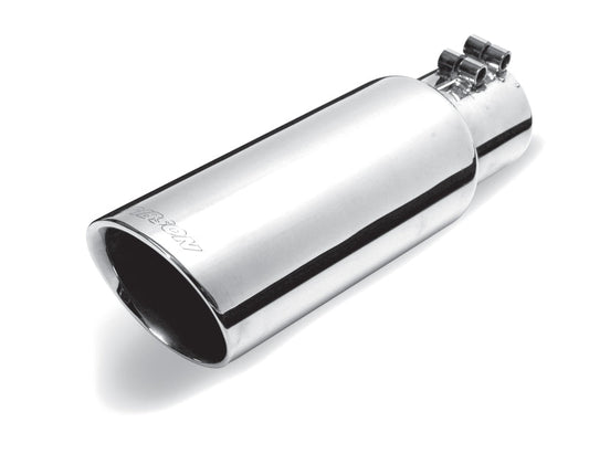 Gibson Round Dual Wall Angle-Cut Tip - 4in OD/2.5in Inlet/8in Length - Stainless - Mammoth Racing -