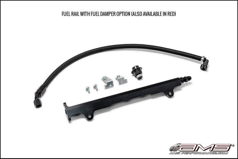 AMS Performance 08-15 Mitsubishi EVO X CNC Machined Aluminum Fuel Rail w/Pulsation Dampener - Black - My Store