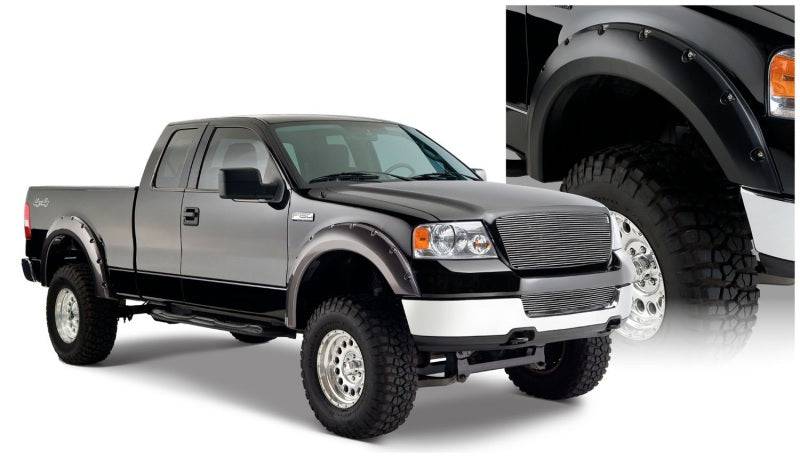Bushwacker 04-08 Ford F-150 Styleside Pocket Style Flares 4pc 66.0/78.0/96.0in Bed - Black - Mammoth Racing -