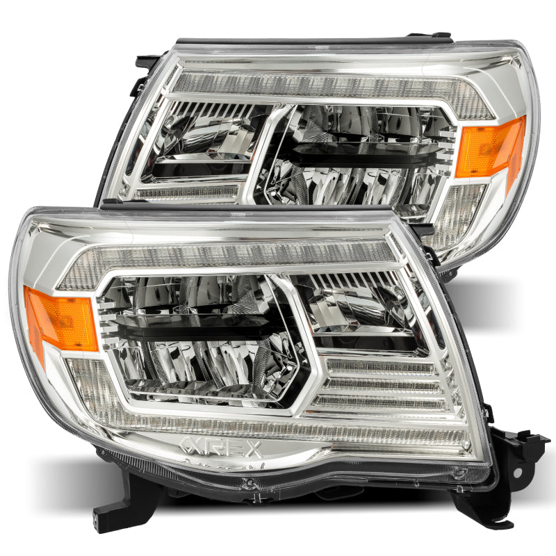 AlphaRex 05-11 Toyota Tacoma LUXX Crystal Headlights Plank Style Chrome w/Activation Light/DRL - Mammoth Racing -