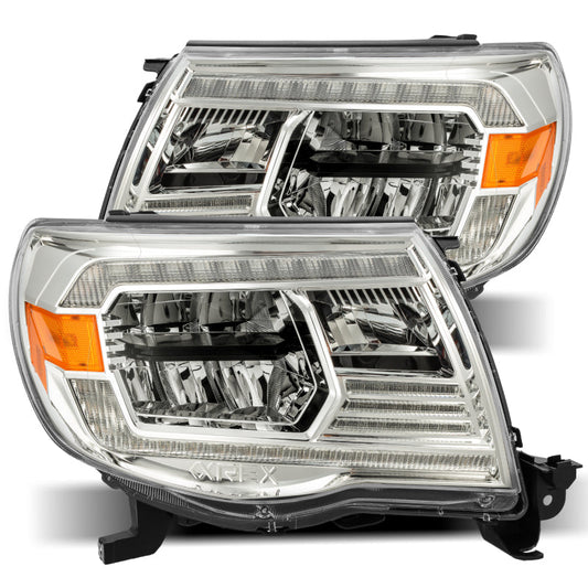 AlphaRex 05-11 Toyota Tacoma LUXX Crystal Headlights Plank Style Chrome w/Activation Light/DRL - Mammoth Racing -