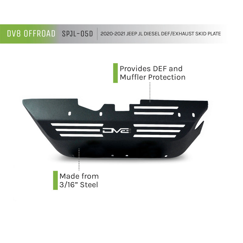 DV8 Offroad 20-22 Jeep Wrangler JL (3.0L Diesel) Rear Diff Skid Plate for Dana 44 - Mammoth Racing -
