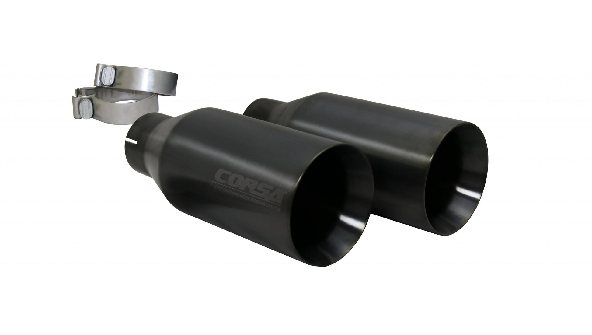 14051BPC Corsa Two Single 5 Inch Matte Black Pro-Series Tips Clamps Included Stainless Steel Corsa Performance - Mammoth Racing -COR14051BPC
