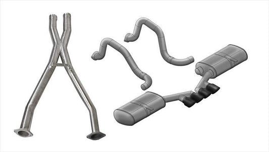 14139CBBLK Corsa 2.5 Inch Cat-Back Sport Dual Exhaust Tigershark 3.5 Inch Black Tips 97-04 Corvette / Z06 5.7L Stainless Steel Corsa Performance - Mammoth Racing -COR14139CBBLK