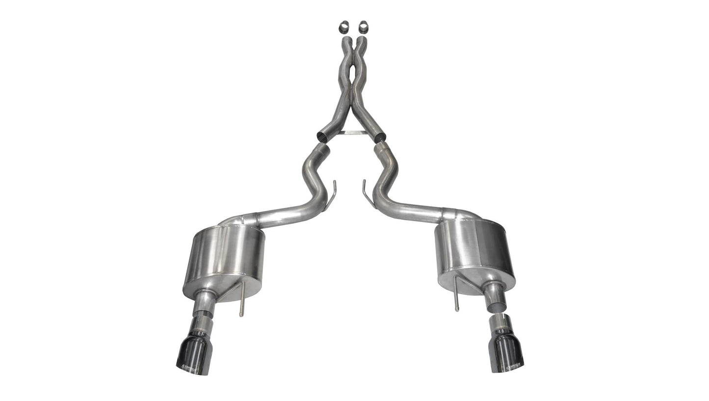 14328GNM Corsa 3.0 Inch Cat-Back Xtreme Dual Exhaust 4.5 Inch Gunmetal Tips 15-17 Ford Mustang GT Fastback 5.0L V8 Stainless Steel Corsa Performance - Mammoth Racing -COR14328GNM
