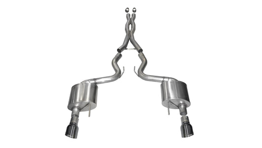 14328GNM Corsa 3.0 Inch Cat-Back Xtreme Dual Exhaust 4.5 Inch Gunmetal Tips 15-17 Ford Mustang GT Fastback 5.0L V8 Stainless Steel Corsa Performance - Mammoth Racing -COR14328GNM