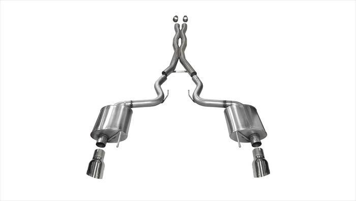 14332 Corsa 3.0 Inch Cat-Back Sport Dual Exhaust 4.5 Inch Polished Tips 15-17 Ford Mustang GT Fastback 5.0L V8 Stainless Steel Corsa Performance - Mammoth Racing -COR14332