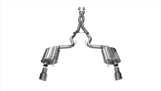 14332 Corsa 3.0 Inch Cat-Back Sport Dual Exhaust 4.5 Inch Polished Tips 15-17 Ford Mustang GT Fastback 5.0L V8 Stainless Steel Corsa Performance - Mammoth Racing -COR14332