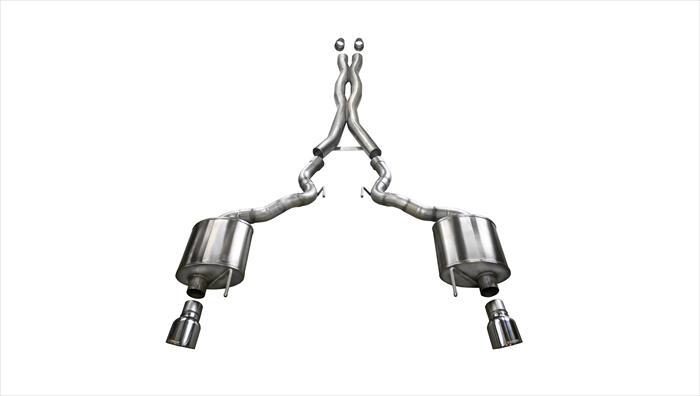 14342 Corsa 3.0 Inch Cat-Back Xtreme Dual Exhaust 4.5 Inch Polished Tips 15-17 Ford Mustang GT Convertible 5.0L V8 Stainless Steel Corsa Performance - Mammoth Racing -COR14342