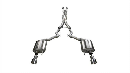 14342 Corsa 3.0 Inch Cat-Back Xtreme Dual Exhaust 4.5 Inch Polished Tips 15-17 Ford Mustang GT Convertible 5.0L V8 Stainless Steel Corsa Performance - Mammoth Racing -COR14342